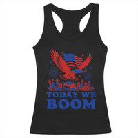 Today We Boom 4th of July Bald Eagle Fireworks Racerback Tank Top