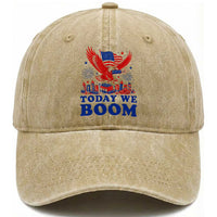 Today We Boom 4th of July Bald Eagle Fireworks Washed Cotton Baseball Cap