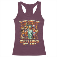 Tung Tung Tung Sahur 250 Years American Racerback Tank Top Funny Brainrot Meme 4th of July