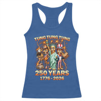 Tung Tung Tung Sahur 250 Years American Racerback Tank Top Funny Brainrot Meme 4th of July