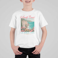 Amalfi Coast Italy Travel Trip T Shirt For Kid La Dolce Vita Mediterranean Sea - Wonder Print Shop