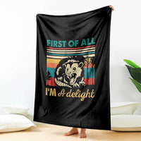 Funny First Of All I Am A Delight Throw Blanket Retro Angry Opossum - Wonder Print Shop