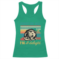 Funny First Of All I Am A Delight Racerback Tank Top Retro Angry Opossum - Wonder Print Shop