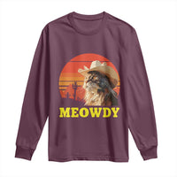 Funny Meowdy Long Sleeve Shirt Country Music Western Cowboy Cat - Wonder Print Shop