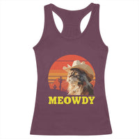 Funny Meowdy Racerback Tank Top Country Music Western Cowboy Cat - Wonder Print Shop