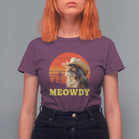 Funny Meowdy T Shirt For Women Country Music Western Cowboy Cat - Wonder Print Shop
