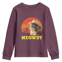 Funny Meowdy Youth Sweatshirt Country Music Western Cowboy Cat - Wonder Print Shop