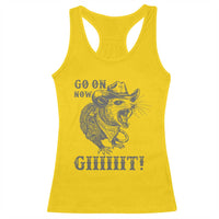 Funny Cowboy Opossum Racerback Tank Top Go On Now Git Western Country Opossum - Wonder Print Shop