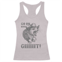 Funny Cowboy Opossum Racerback Tank Top Go On Now Git Western Country Opossum - Wonder Print Shop