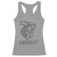 Funny Cowboy Opossum Racerback Tank Top Go On Now Git Western Country Opossum - Wonder Print Shop