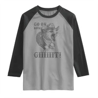 Funny Cowboy Opossum Raglan Shirt Go On Now Git Western Country Opossum - Wonder Print Shop