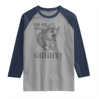 Funny Cowboy Opossum Raglan Shirt Go On Now Git Western Country Opossum - Wonder Print Shop