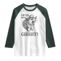 Funny Cowboy Opossum Raglan Shirt Go On Now Git Western Country Opossum - Wonder Print Shop