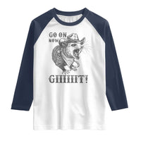 Funny Cowboy Opossum Raglan Shirt Go On Now Git Western Country Opossum - Wonder Print Shop