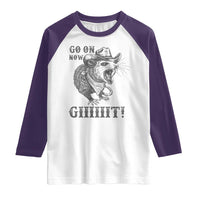 Funny Cowboy Opossum Raglan Shirt Go On Now Git Western Country Opossum - Wonder Print Shop