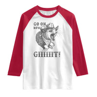 Funny Cowboy Opossum Raglan Shirt Go On Now Git Western Country Opossum - Wonder Print Shop
