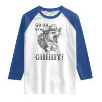 Funny Cowboy Opossum Raglan Shirt Go On Now Git Western Country Opossum - Wonder Print Shop