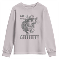 Funny Cowboy Opossum Youth Sweatshirt Go On Now Git Western Country Opossum - Wonder Print Shop