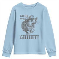 Funny Cowboy Opossum Youth Sweatshirt Go On Now Git Western Country Opossum - Wonder Print Shop