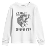 Funny Cowboy Opossum Youth Sweatshirt Go On Now Git Western Country Opossum - Wonder Print Shop