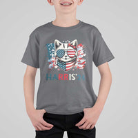 Harris'24 T Shirt For Kid Childless Cat Lady American Flag Sunglasses - Wonder Print Shop