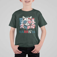Harris'24 T Shirt For Kid Childless Cat Lady American Flag Sunglasses - Wonder Print Shop