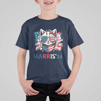 Harris'24 T Shirt For Kid Childless Cat Lady American Flag Sunglasses - Wonder Print Shop