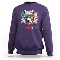 Harris'24 Sweatshirt Childless Cat Lady American Flag Sunglasses - Wonder Print Shop
