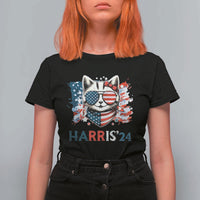 Harris'24 T Shirt For Women Childless Cat Lady American Flag Sunglasses - Wonder Print Shop