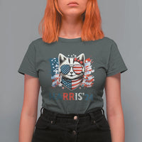 Harris'24 T Shirt For Women Childless Cat Lady American Flag Sunglasses - Wonder Print Shop