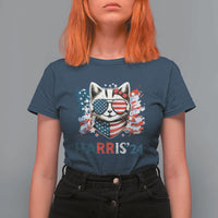 Harris'24 T Shirt For Women Childless Cat Lady American Flag Sunglasses - Wonder Print Shop