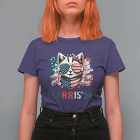 Harris'24 T Shirt For Women Childless Cat Lady American Flag Sunglasses - Wonder Print Shop