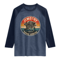 Jimothy Raccoon Seattle Feral Legend Raglan Shirt Funny Trash Panda Meme Retro