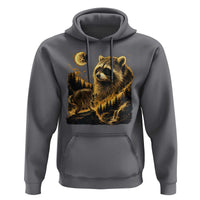 Jimothy Raccoon Howling at The Moon Parody 90s Retro Hoodie