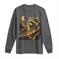 Jimothy Raccoon Howling at The Moon Parody 90s Retro Long Sleeve Shirt