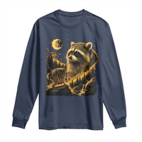 Jimothy Raccoon Howling at The Moon Parody 90s Retro Long Sleeve Shirt