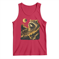 Jimothy Raccoon Howling at The Moon Parody 90s Retro Tank Top
