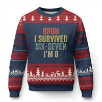 Funny 67 8th Birthday Ugly Christmas Sweater Bruh I Survived Six Seven I'm 8 Retro Bday