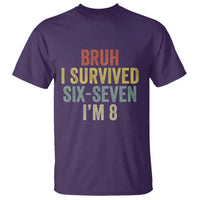 Funny 67 8th Birthday T Shirt Bruh I Survived Six Seven I'm 8 Retro Bday