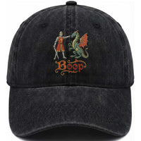 Boop Medieval Knight Dragon Washed Cotton Baseball Cap Funny Ren Faire Dark Fantasy