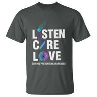 Suicide Prevention Awareness T Shirt Listen Care Love Semicolon Bird Flower Ribbon - Wonder Print Shop