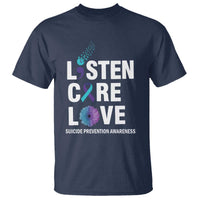 Suicide Prevention Awareness T Shirt Listen Care Love Semicolon Bird Flower Ribbon - Wonder Print Shop