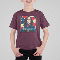 Harris Supporter T Shirt For Kid Forward 2024 American Election USA Flag - Wonder Print Shop