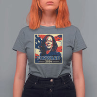 Harris Supporter T Shirt For Women Forward 2024 American Election USA Flag - Wonder Print Shop