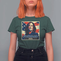 Harris Supporter T Shirt For Women Forward 2024 American Election USA Flag - Wonder Print Shop