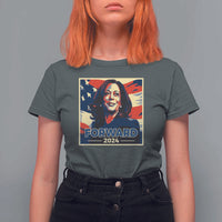 Harris Supporter T Shirt For Women Forward 2024 American Election USA Flag - Wonder Print Shop