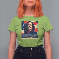 Harris Supporter T Shirt For Women Forward 2024 American Election USA Flag - Wonder Print Shop