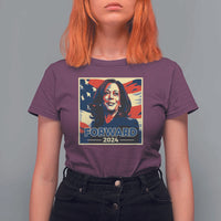 Harris Supporter T Shirt For Women Forward 2024 American Election USA Flag - Wonder Print Shop