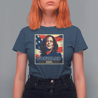 Harris Supporter T Shirt For Women Forward 2024 American Election USA Flag - Wonder Print Shop
