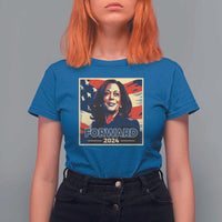 Harris Supporter T Shirt For Women Forward 2024 American Election USA Flag - Wonder Print Shop